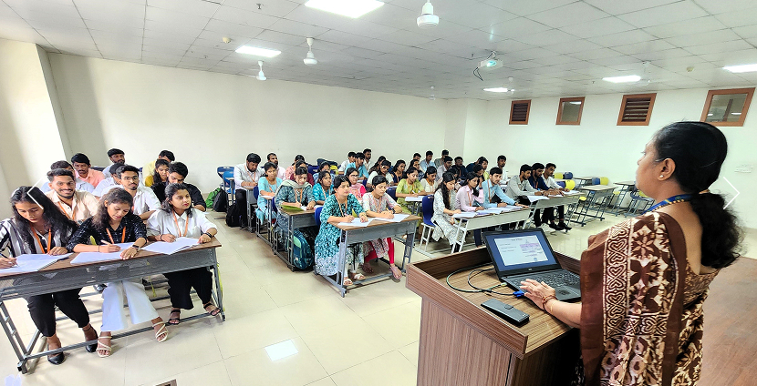 Students in a smart classroom with modern infrastructure