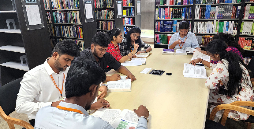 Students in a smart classroom with modern infrastructure