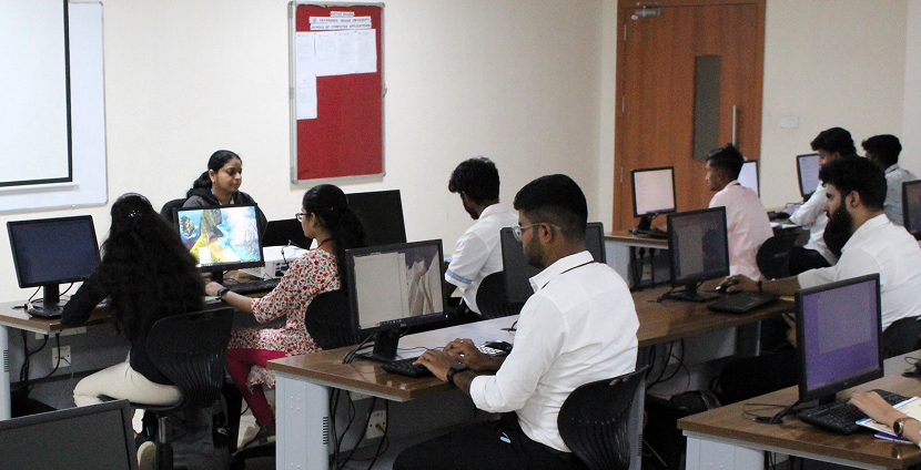 Students working in a computer lab